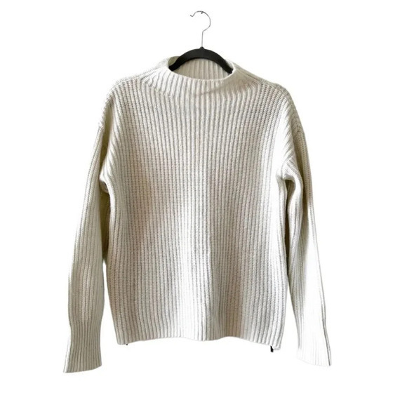 Jasper Conran Off White Ribbed Knit Sweater Size 6 Side Zipper Alpaca Blend Cozy - Picture 1 of 8